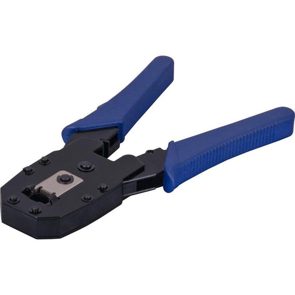 Alicate para Crimpar Rj45/Rj12/Rj11 com Chave Keystone + Desencapador de Cabos Alc01 Azul Hyx