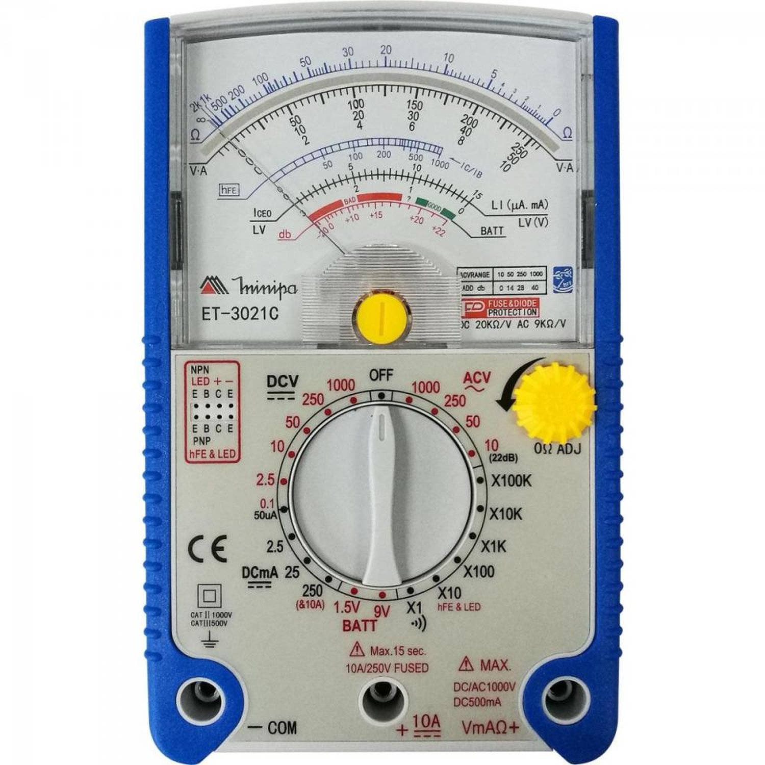 Multímetro Analógico Et-3021c Azul Minipa