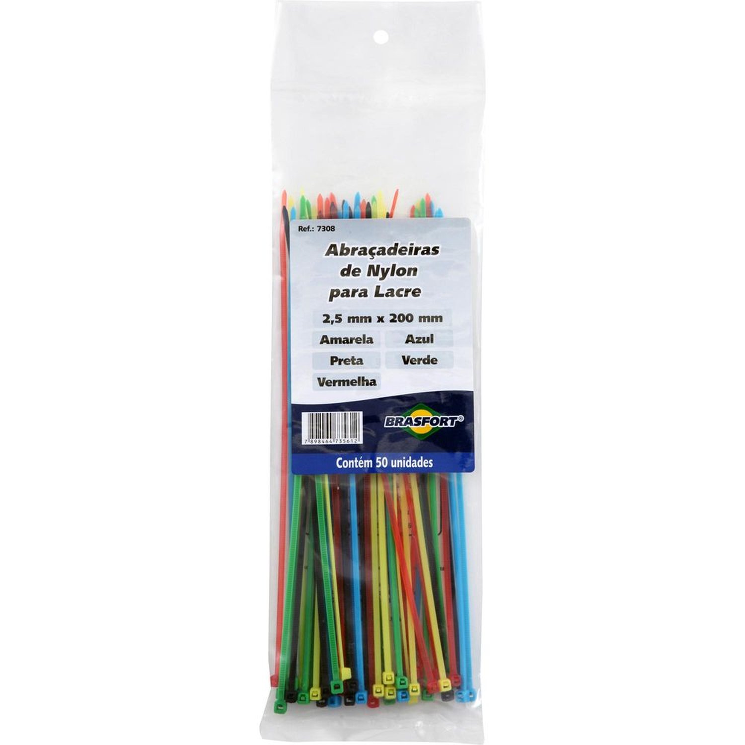 Abraçadeira Nylon 2,5X200mm Color Brasfort Un.Venda: Mva/50