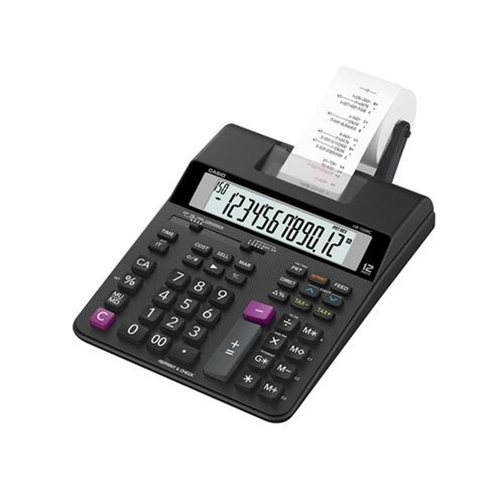 Calculadora De Mesa Com Impressora, Preta, Visor Grande De 12 Digitos, Hr-150rc, Casio