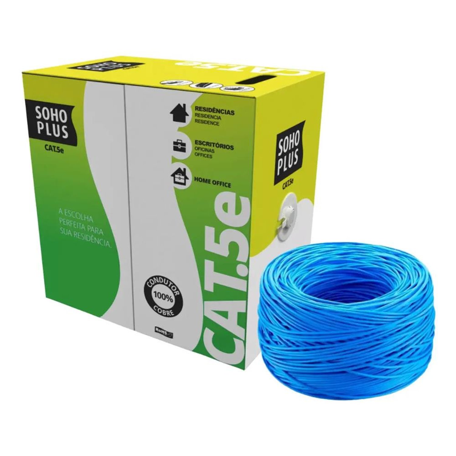 Cabo Lan Cat5e 4P Sohoplus 305 Metros Cmx Azul