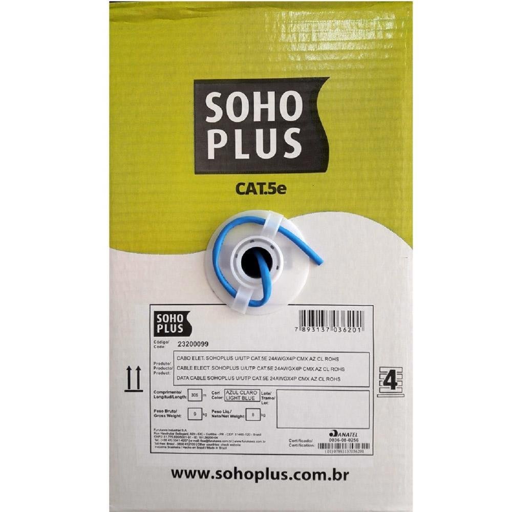 Cabo Lan CAT5E 4P Sohoplus 305M CMX Azul