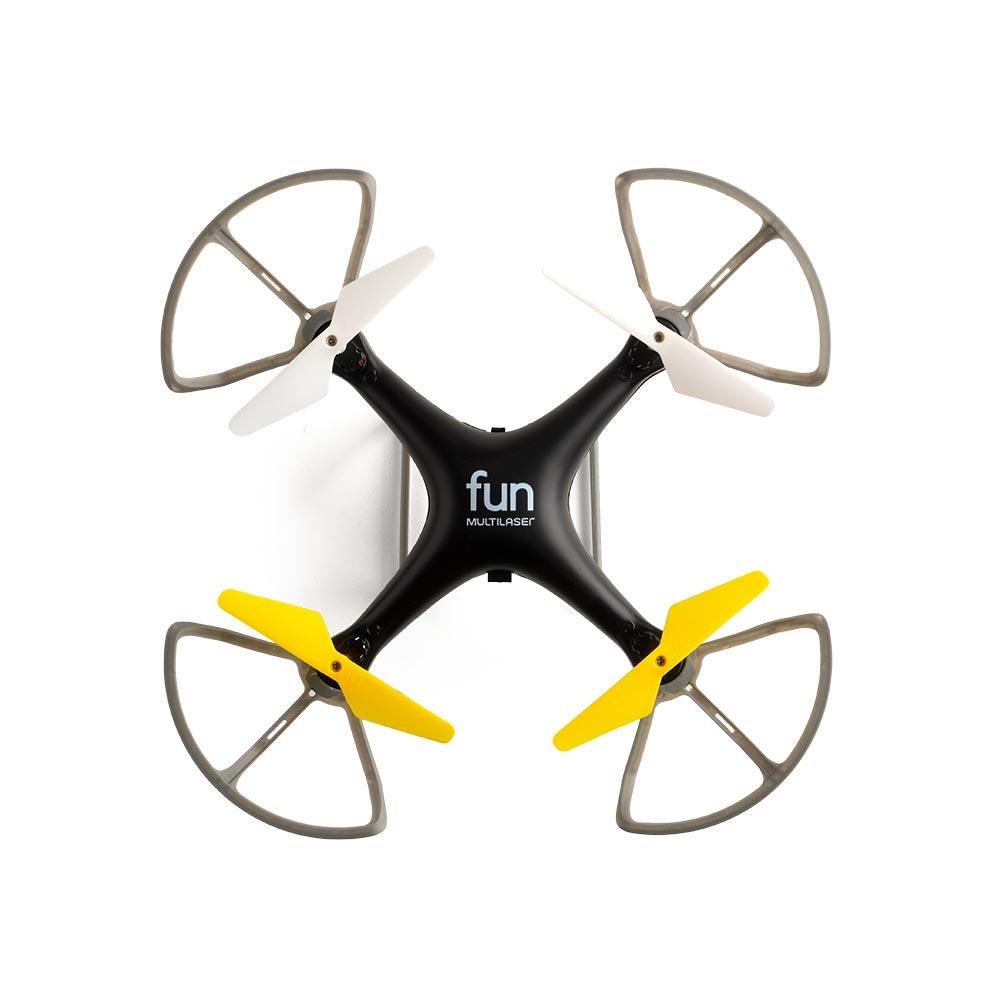 Drone Multilaser Fun Alcance de 50m Flips em 360° C/Controle Remoto Preto/Amarelo- ES253