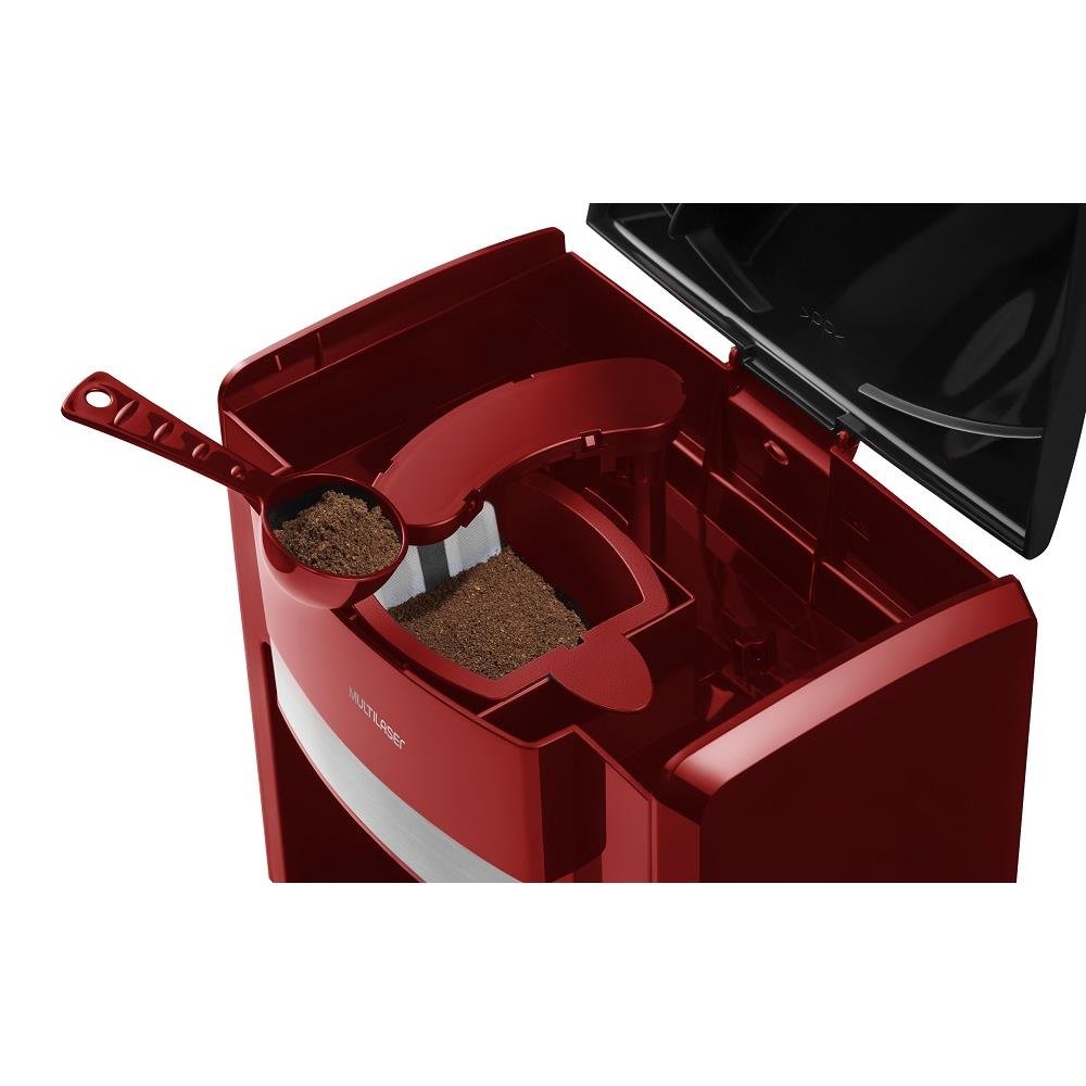 Cafeteira Multilaser 2 Xicaras 127V 500W - Filtro Permanente e Colher Dosadora - Vermelho - BE015
