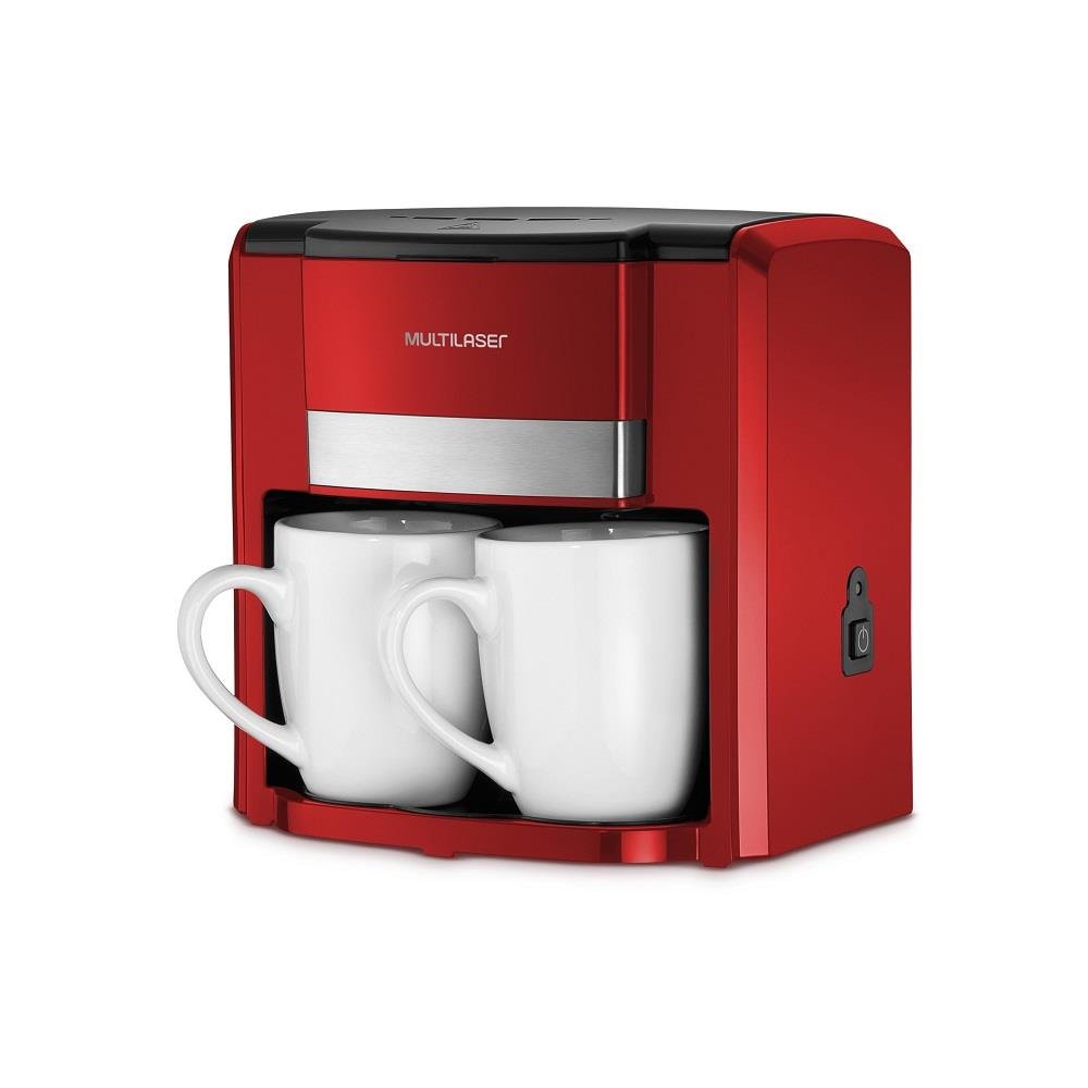 Cafeteira Multilaser 2 Xicaras 127V 500W - Filtro Permanente e Colher Dosadora - Vermelho - BE015