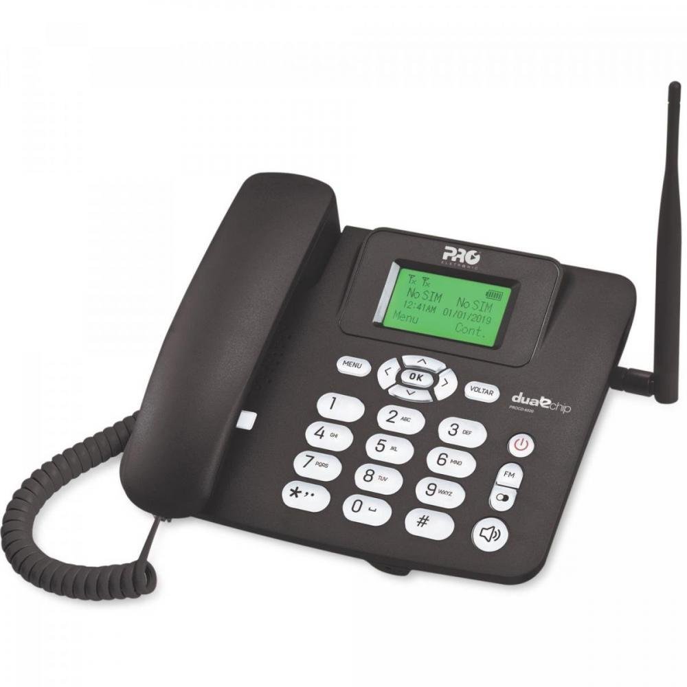 Telefone Celular Fixo Quad Band Dual Chip Procd-6020 Preto Proeletronic