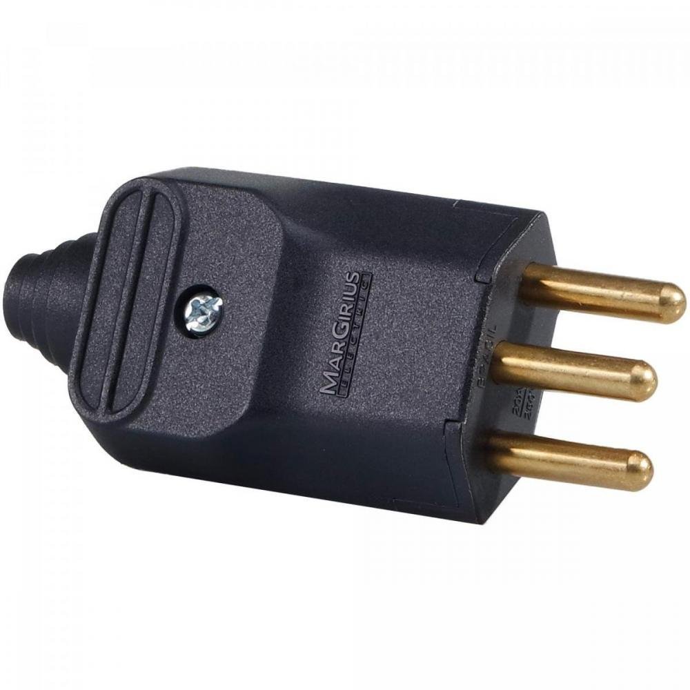 Plug 3 Pinos 180° 20a Pld2-3 Preto Margirius
