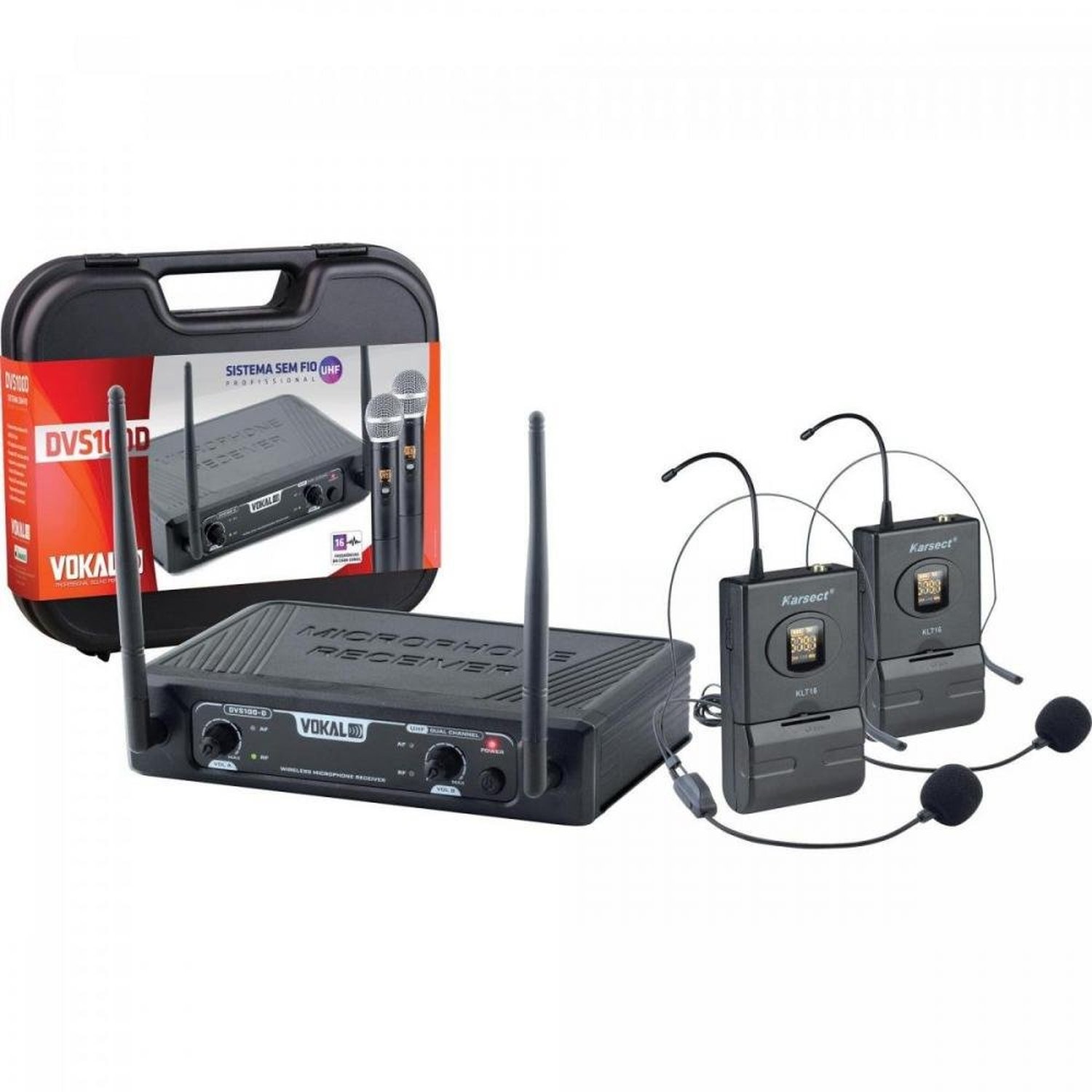 Microfone sem Fio Headset Duplo Dvs100dh Vokal