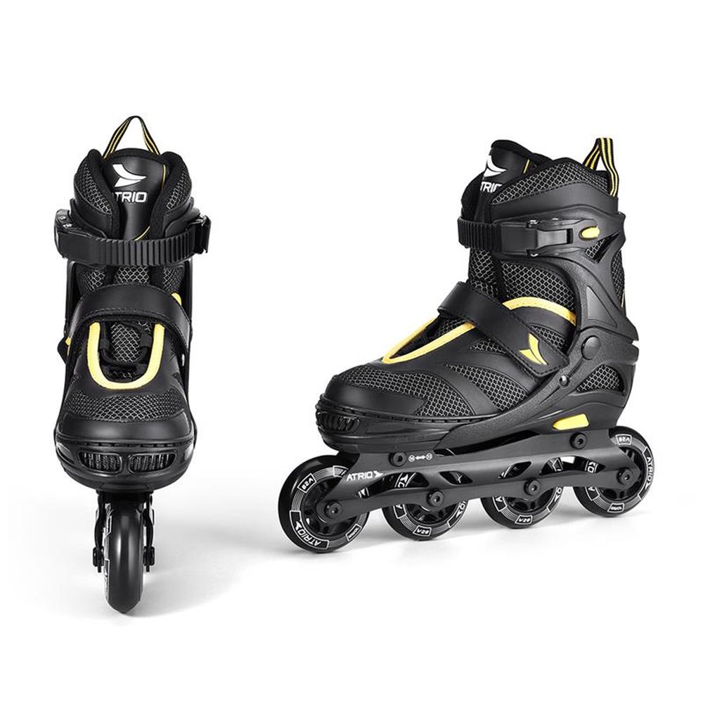 Patins Preto/Amarelo Inline Regulavel Tamanho 33-36 M - ES306