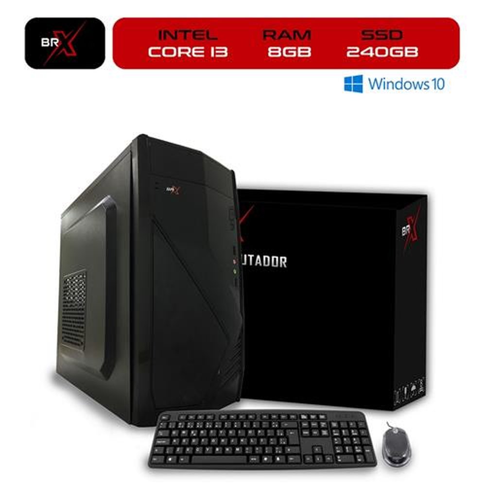 Computador Desktop BRX Intel Core i3 2100 8GB 240GB SSD Windows 10 PRO + Teclado e Mouse