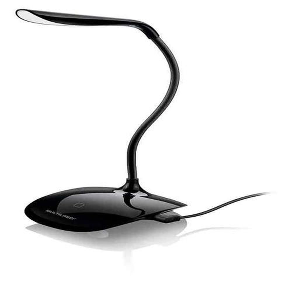 Luminária LED USB 3 Níveis De Luz Preta Multilaser - AC272