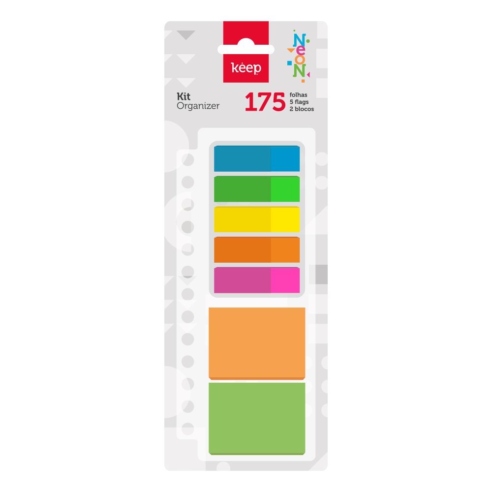 Kit Organizer 5 Flags + 2 Blocos Adesivos Neon 175FL Keep - EI030