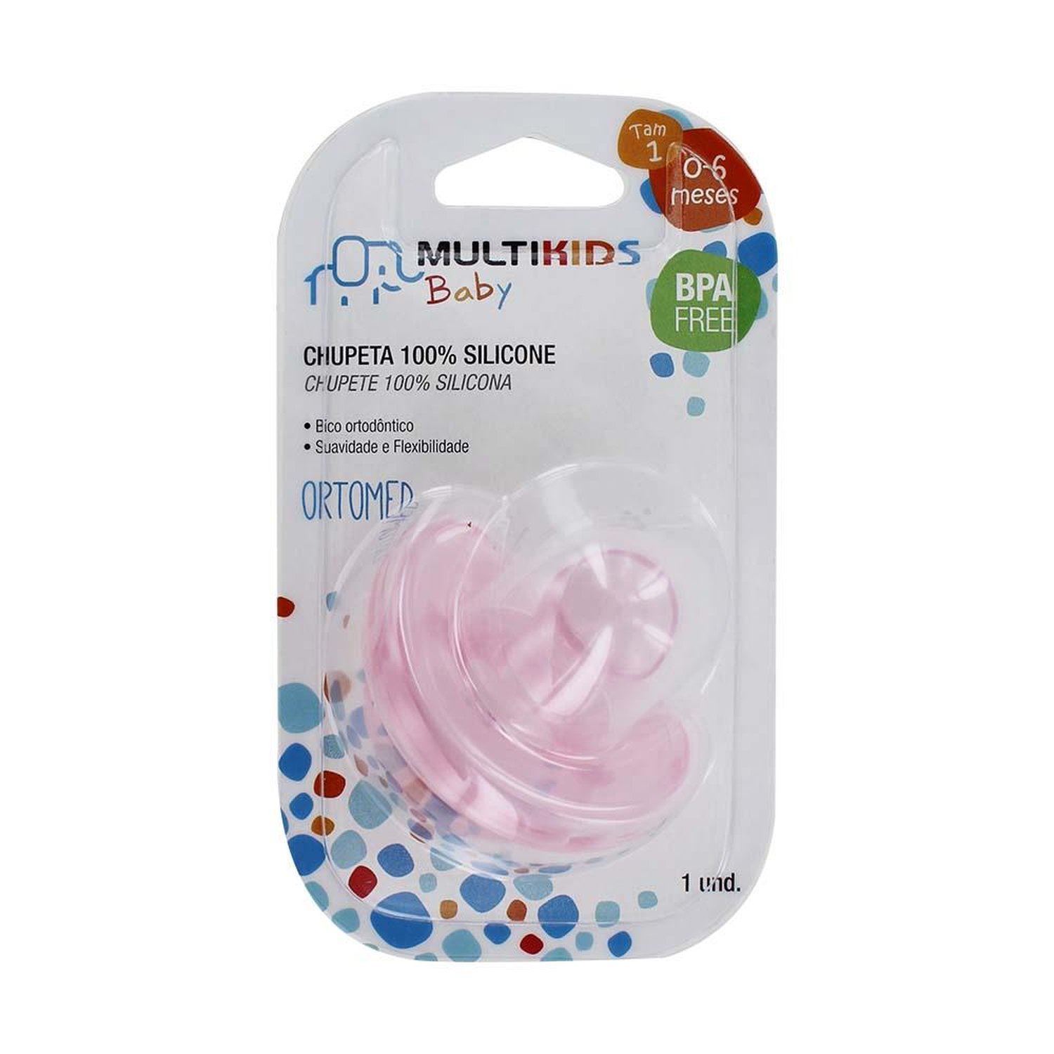 Chupeta 100% Silicone Rosa - BB037