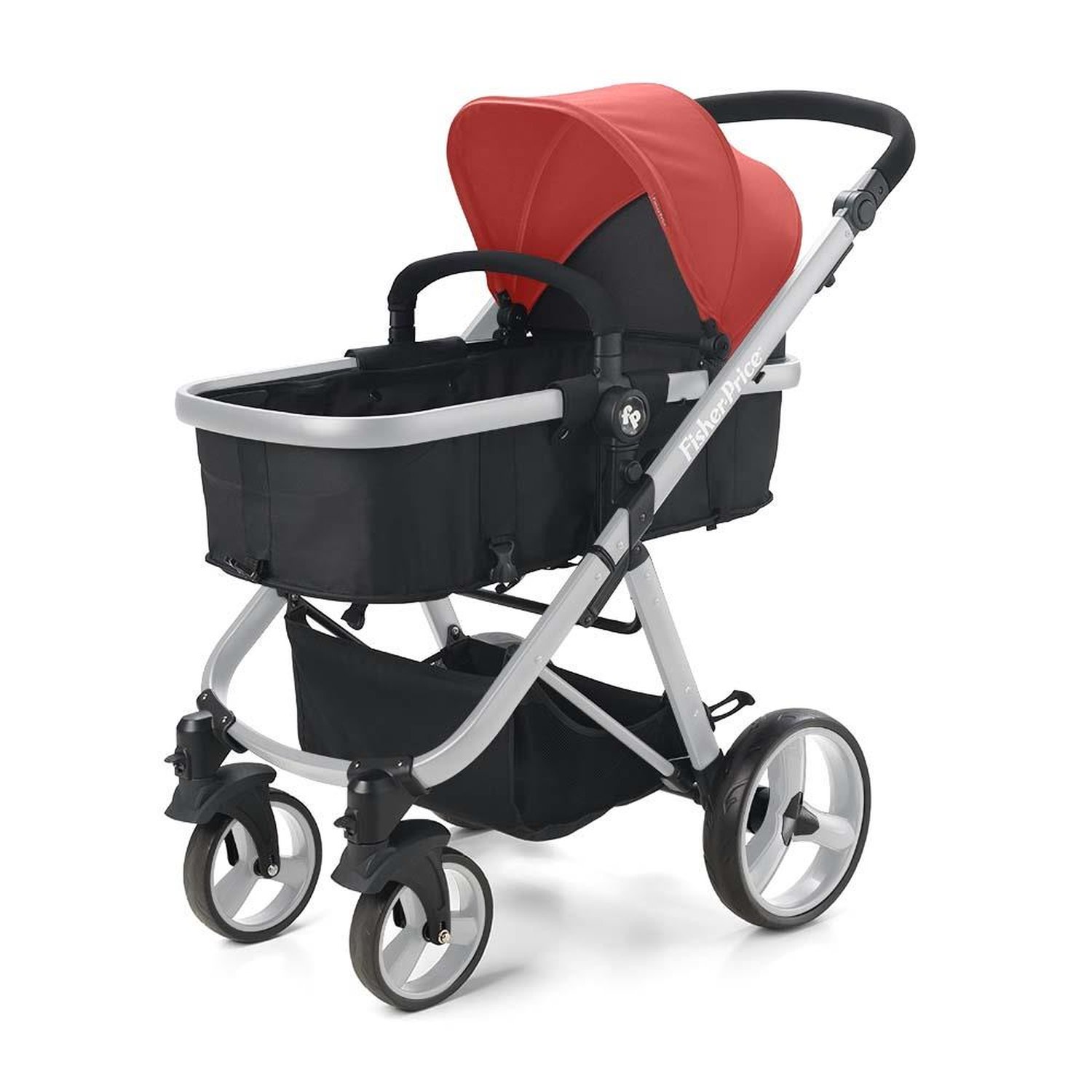 Carrinho de Bebê Berço Com Moisés Hero TS Até 15Kg Vermelho Fisher Price - BB595