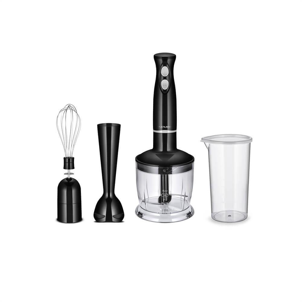 Mixer 3 em 1 Multilaser 220V-350W 2 Velocidades e copo processador / lamina inox para triturar / batedor de clara - Preto - FP06
