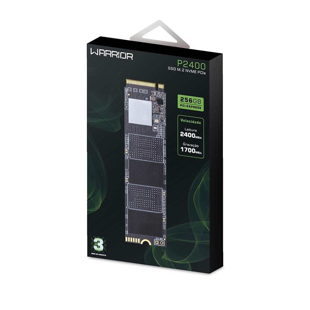 SSD Warrior P2400, 256GB, M.2 2280, PCIe NVMe - Leitura: 2400 MB/s, Gravação: 1700 MB/s - SS510