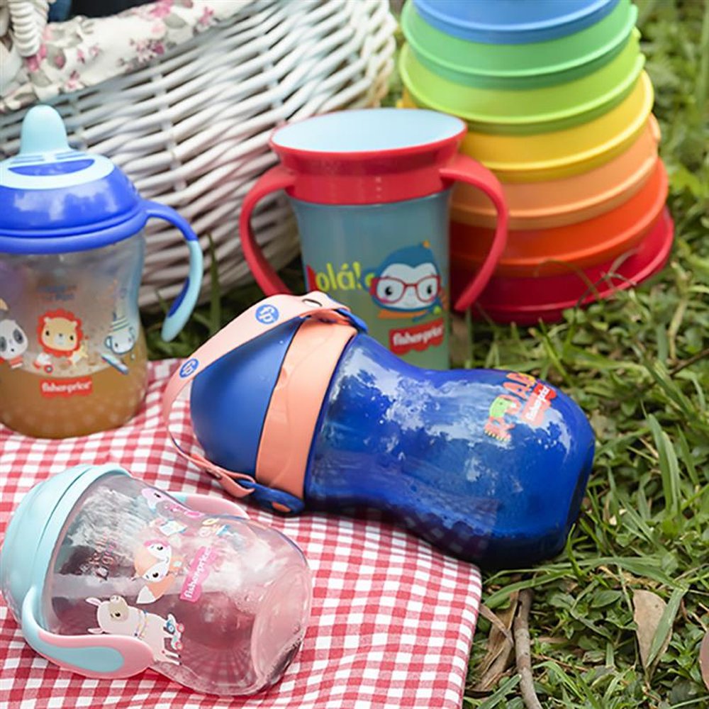 Copo com Canudo Playful Azul Twist Fisher-Price - BB1018
