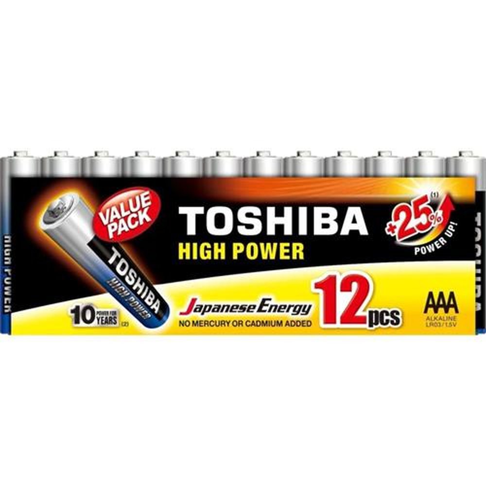 Pilha Alcalina AAA 1,5V LR03GCP Toshiba - Cartela com 12 pilhas