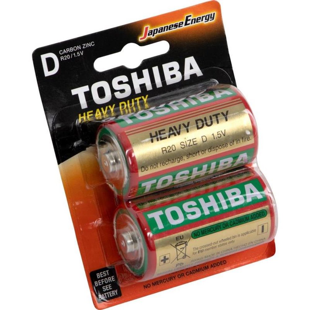 Pilha D Comum R20kg Toshiba - Cartela com 2 unidades