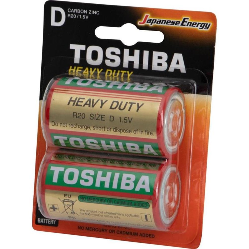 Pilha D Comum R20kg Toshiba - Cartela com 2 unidades