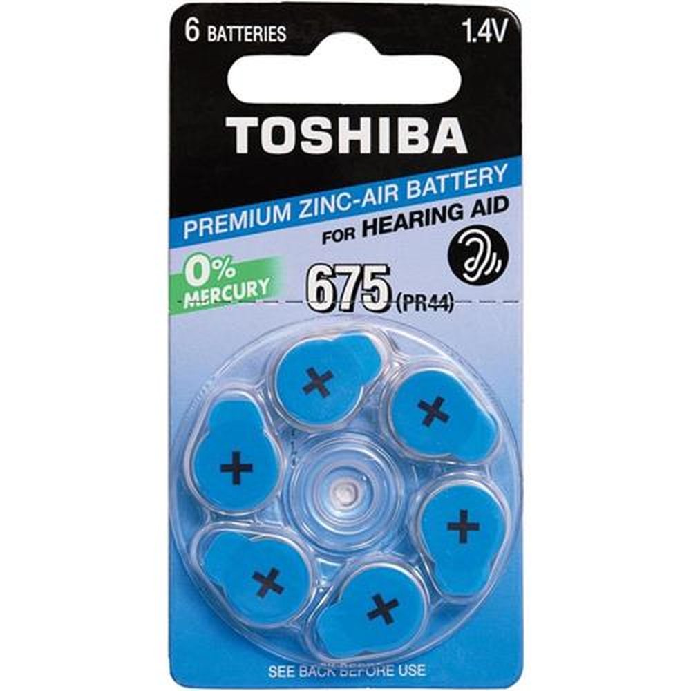 Pilha Auditiva PR44 675 Toshiba - Cartela com 6 pilhas