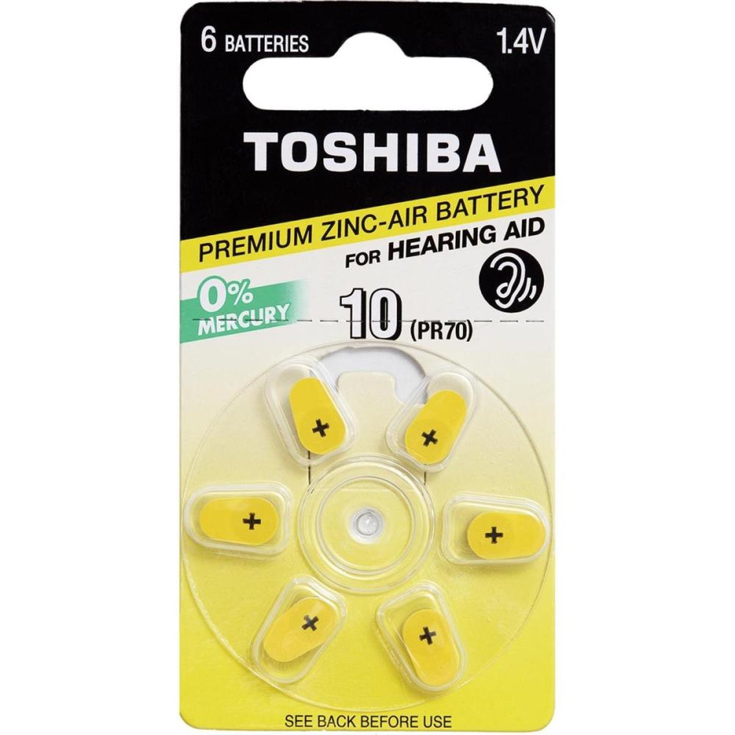 Pilha Auditiva PR70 10 Toshiba - Cartela com 6 pilhas