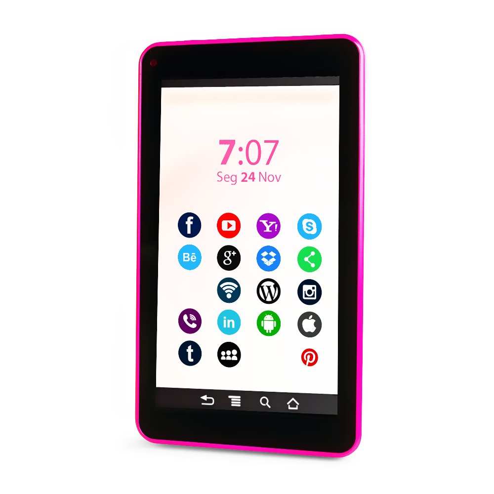 Tablet Quad Core, Tela 7", 1GB RAM, 32GB, WI-FI, Bluetooth, Android 11 Go - Rosa