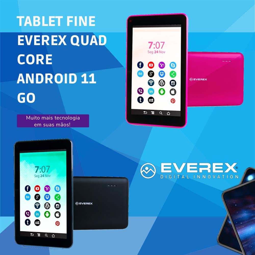 Tablet Quad Core, Tela 7", 1GB RAM, 32GB, WI-FI, Bluetooth, Android 11 Go - Rosa
