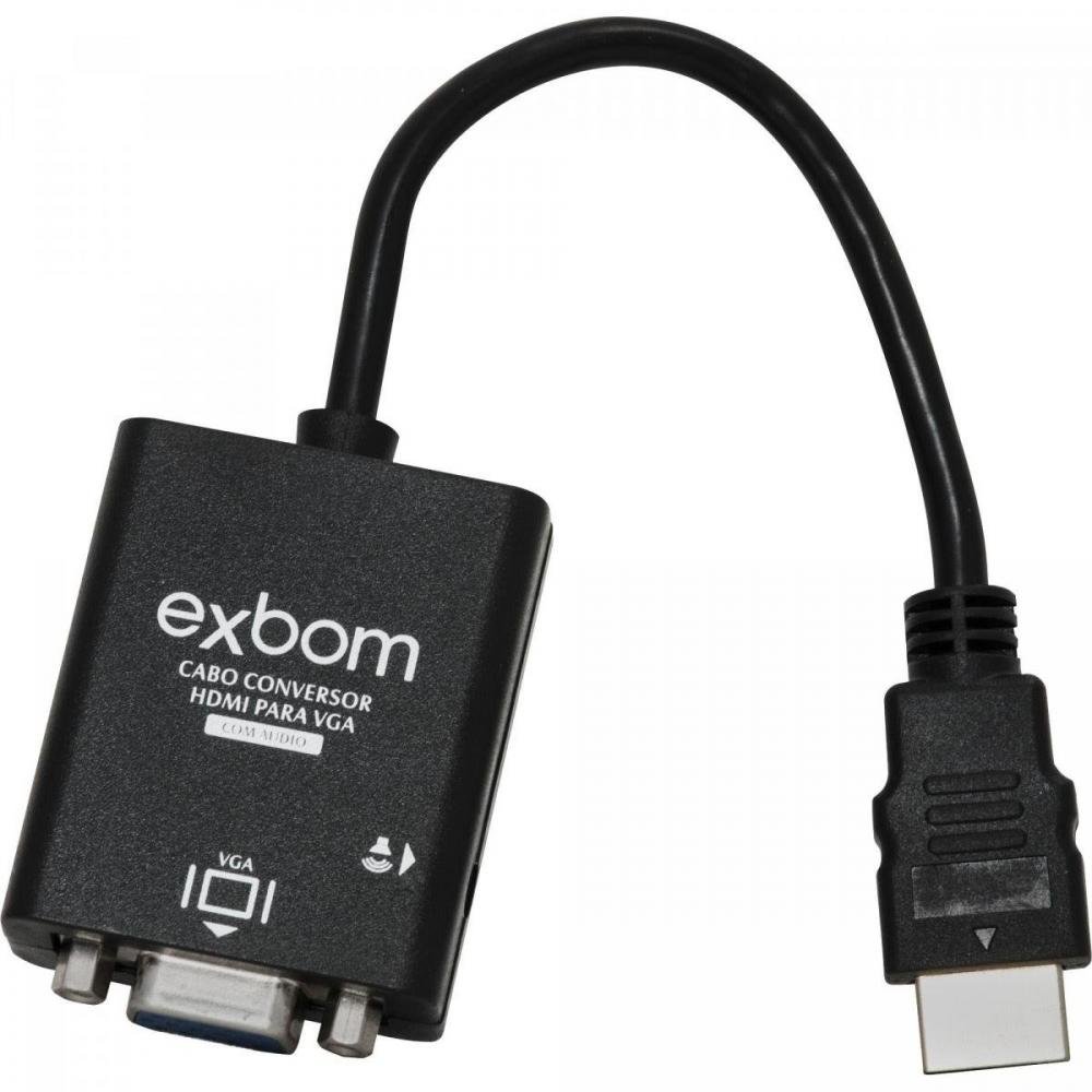 Cabo Conversor Hdmi x Vga com Áudio Cc-Hv100 Preto Exbom