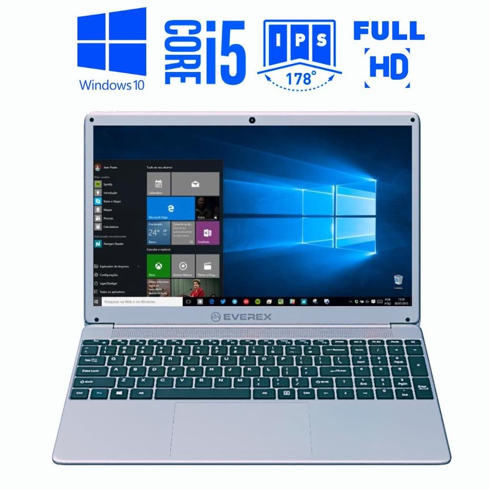 Notebook Everex Intel Core i5, 4GB DDR3, Tela 15.6¿, 240GB SSD e Windows 10