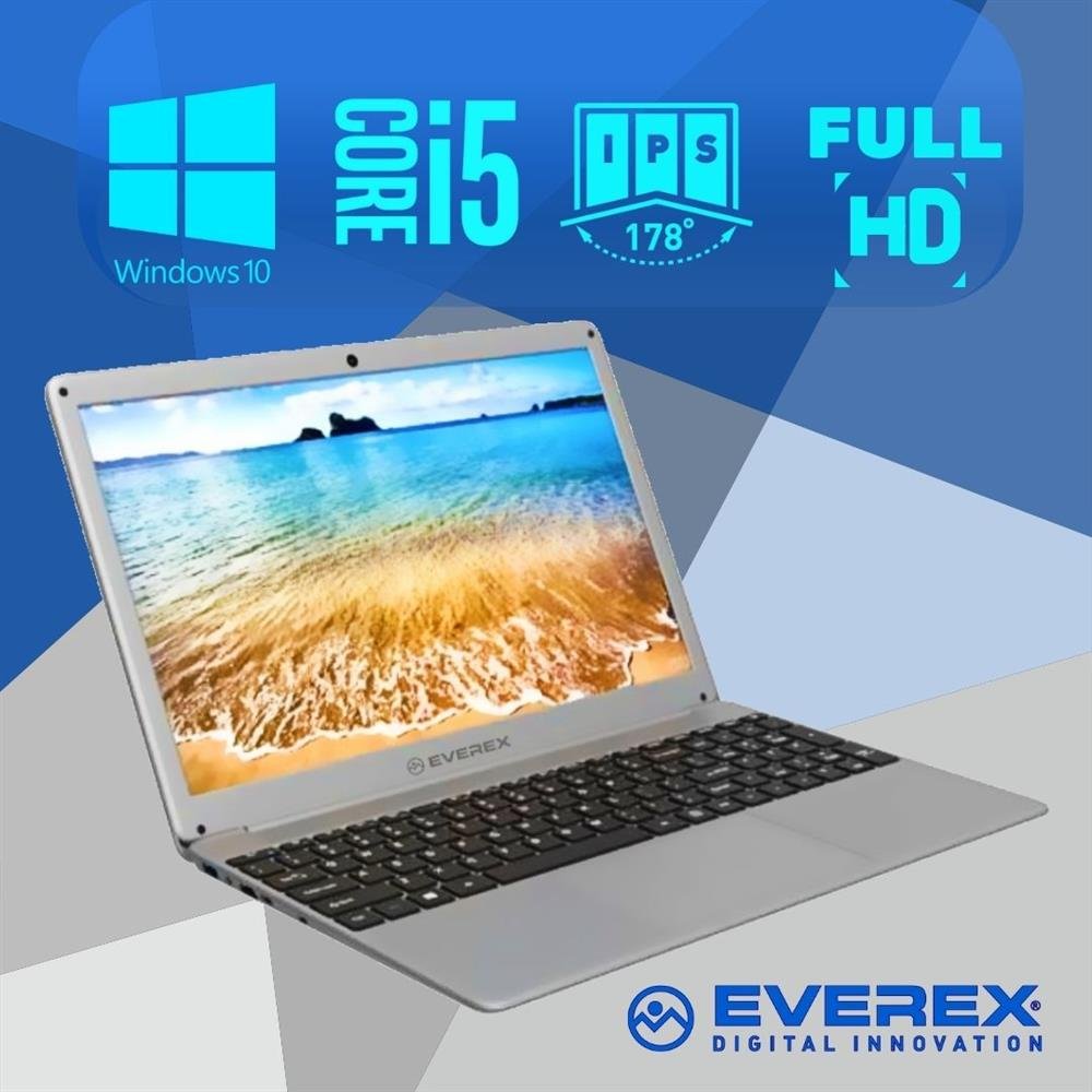 Notebook Everex Intel Core i5, 4GB DDR3, Tela 15.6¿, 240GB SSD e Windows 10