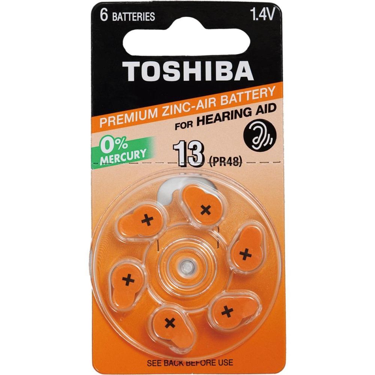 Pilha Auditiva PR48 13 Toshiba - Cartela com 6 pilhas