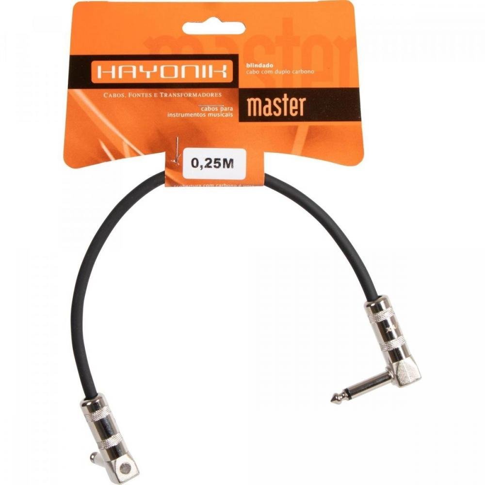 Cabo para Pedal Linha BRASIL P10 x P10 90° 25cm Preto HAYONIK