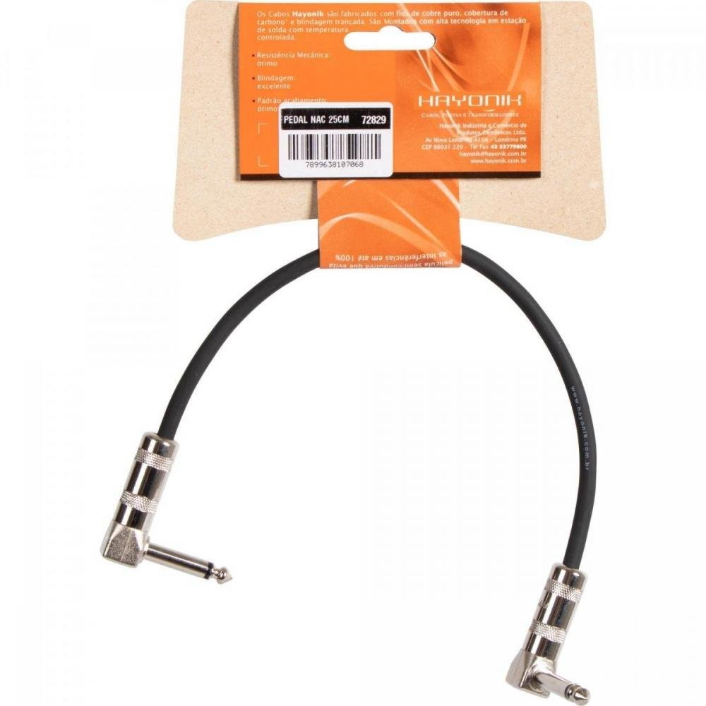 Cabo para Pedal Linha BRASIL P10 x P10 90° 25cm Preto HAYONIK