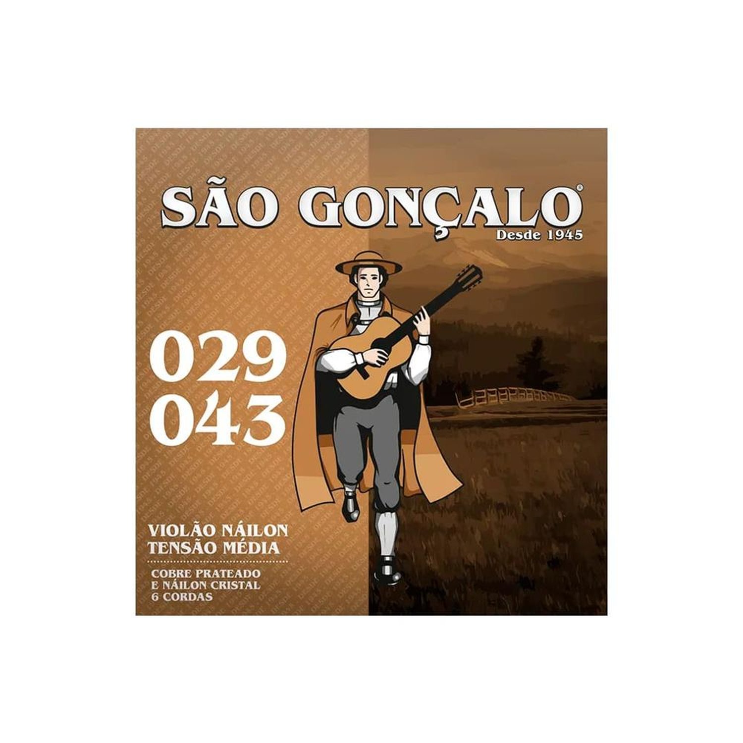 Encordoamento P/Violão Nylon Cristal 0.029 - 0.043 Tensão Média São Gonçalo