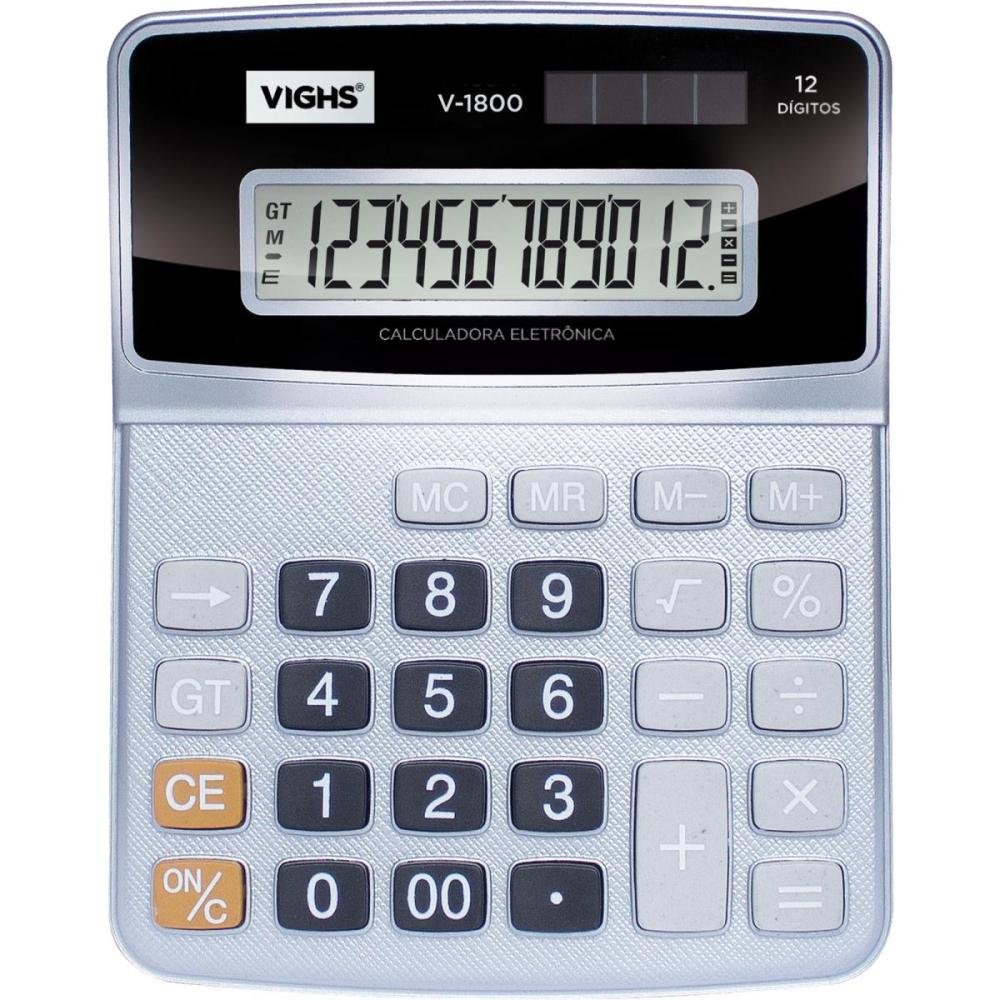 Calculadora de Mesa 12 Dígitos V-1800 Preta Vighs