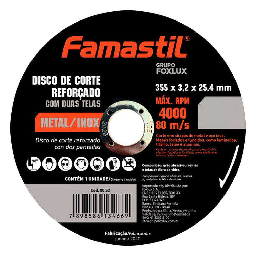 Disco Corte 14X1/8X1 Inox Famastil