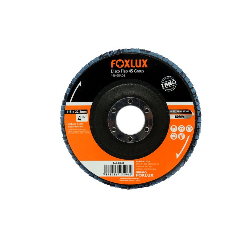 Disco flap grao 45 metal 4 12x120g