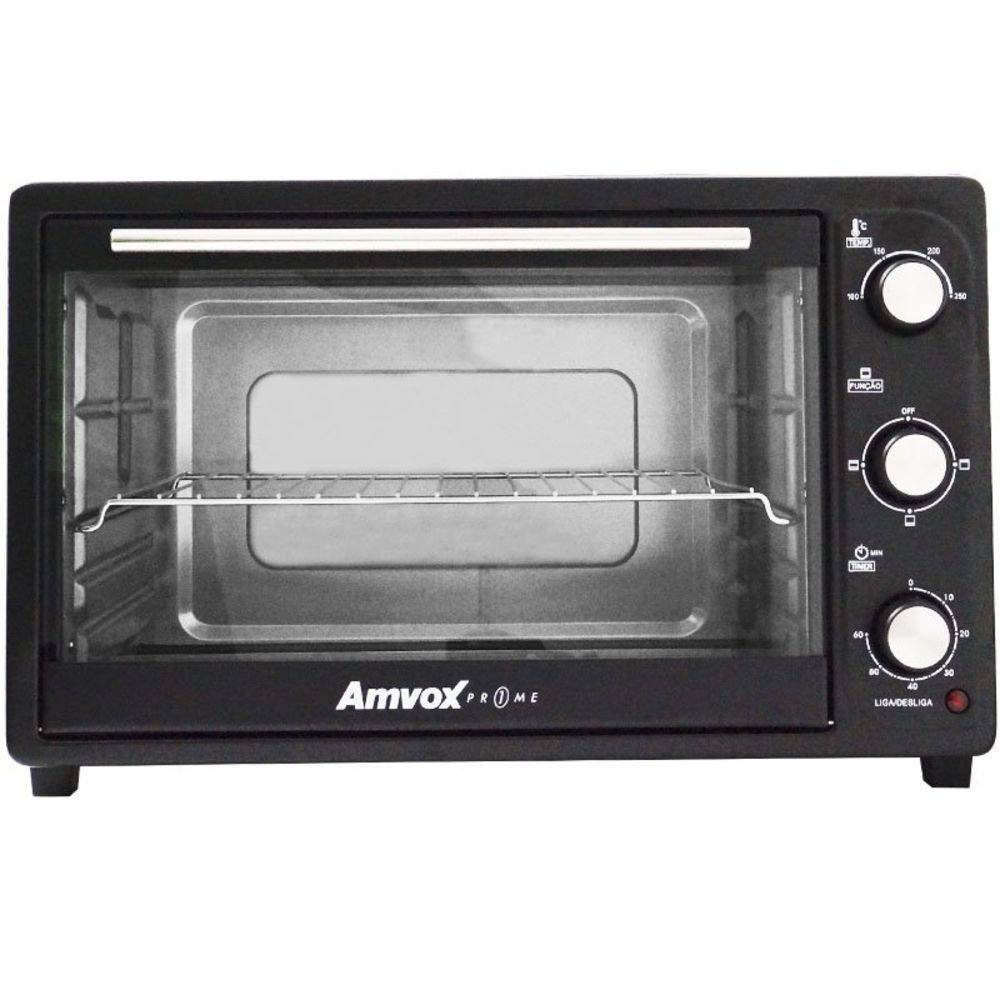 Forno Elétrico Amvox Preto Bancada 45 litros 1500W Multifunção Timer Alarme AFR 4500 220V