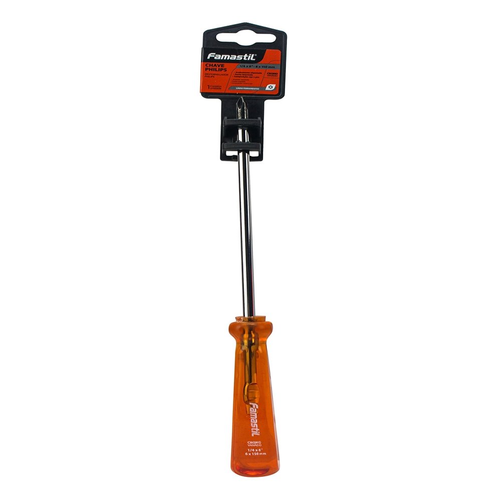 Chave Philips Famastil Ponta Imantada Cromo Vanadio 1/4 x 6P