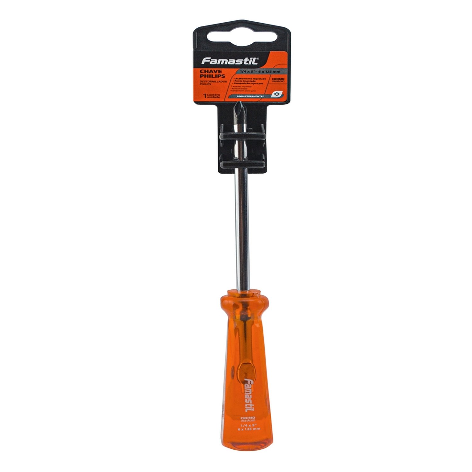 Chave Philips Famastil Ponta Imantada Cromo Vanadio 1/4 x 5P