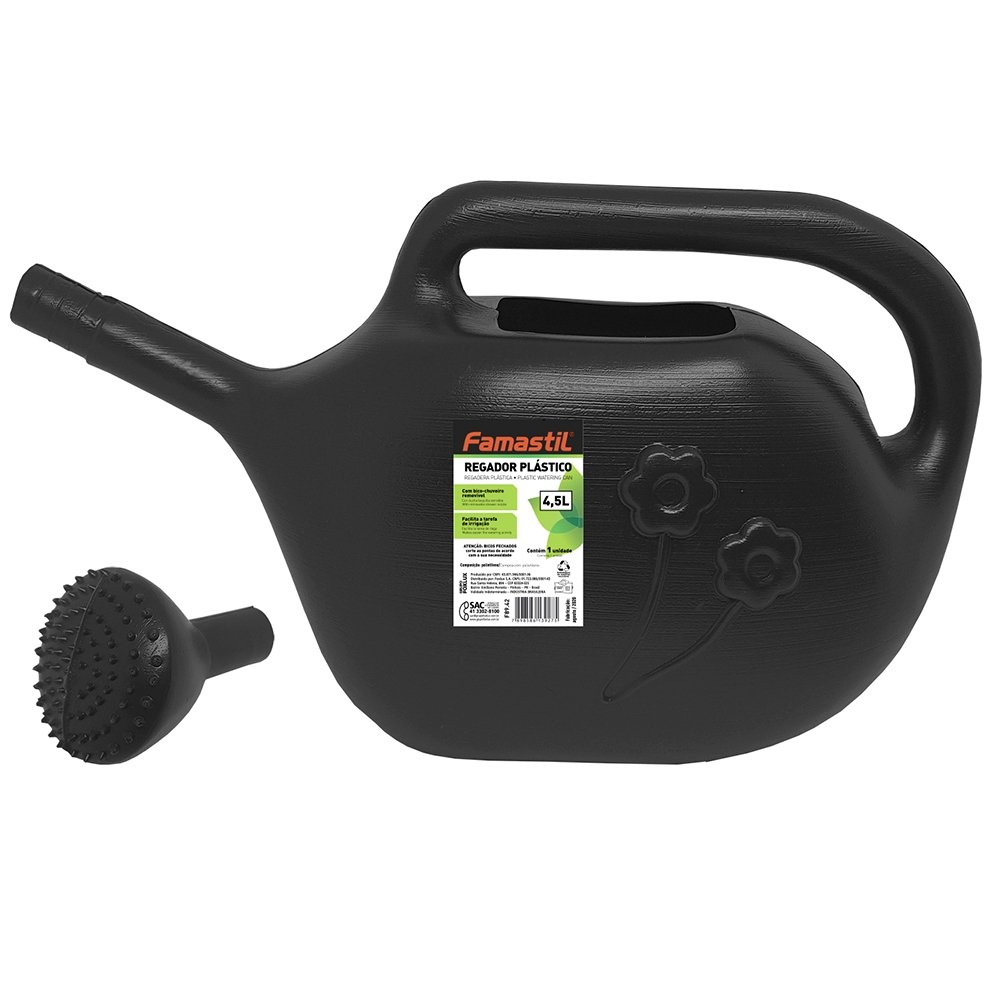 regador plástico 4,5l preto