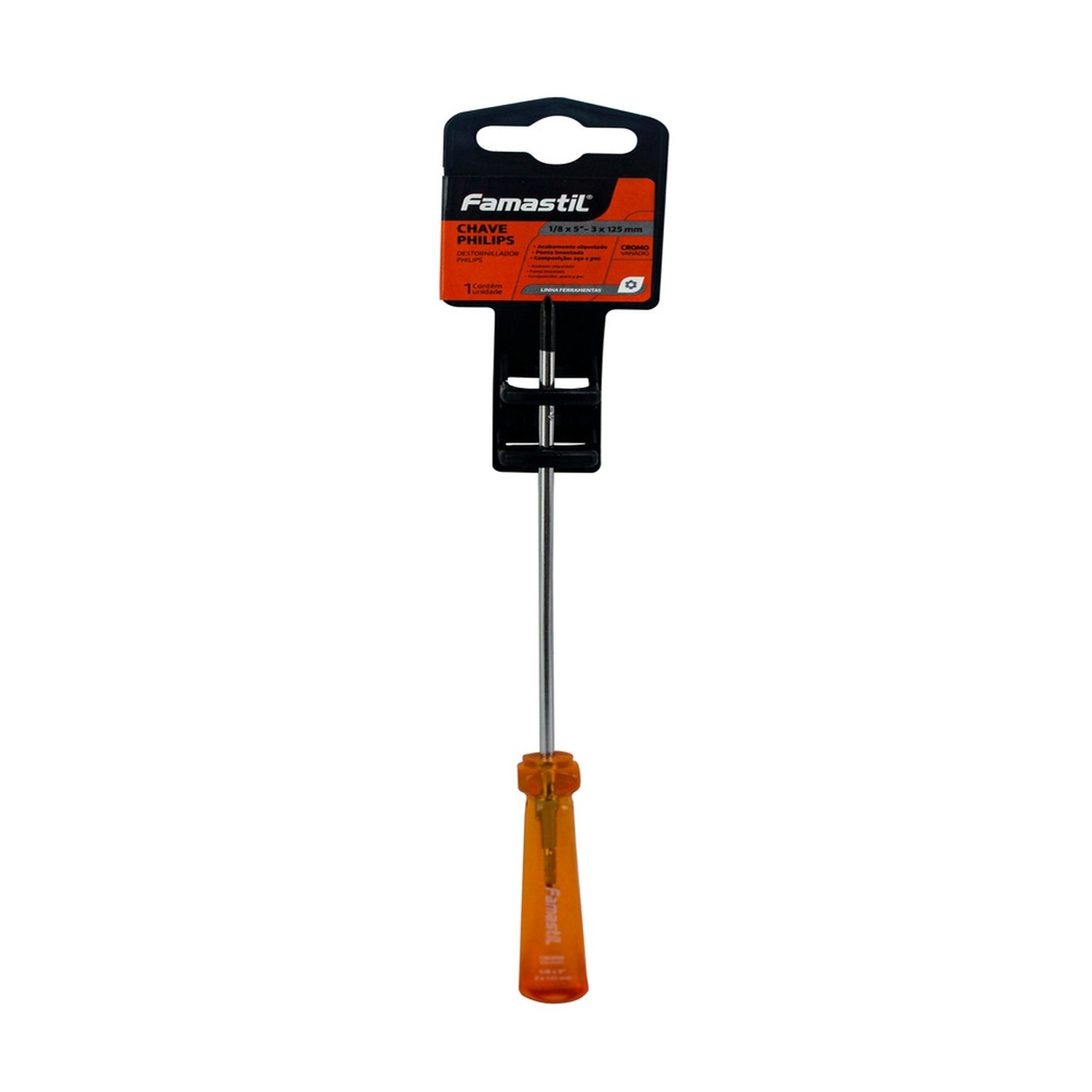 Chave Philips Famastil Ponta Imantada 1/8 x 5P Cromo Vanadio
