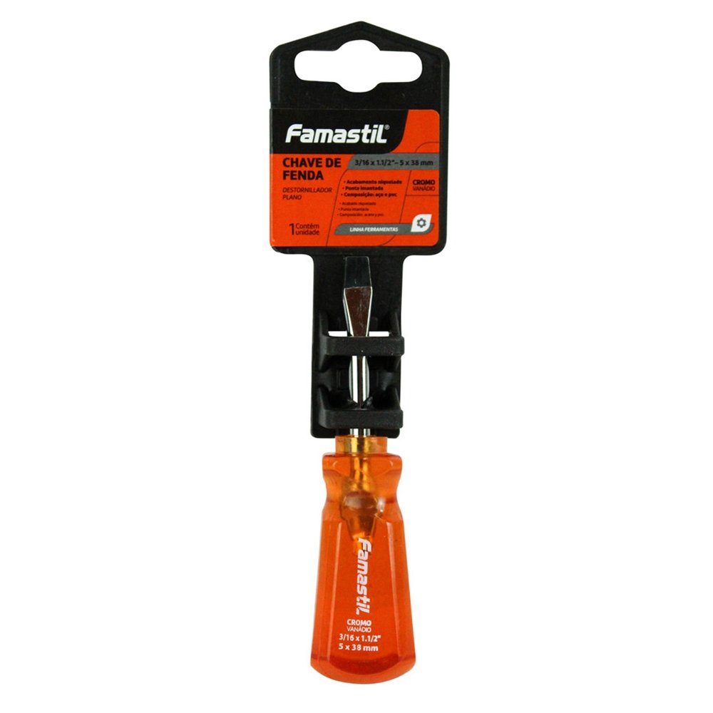 Chave Fenda Toco Famastil Ponta Imantada Cromo Vanadio 3/16x1.1/2P