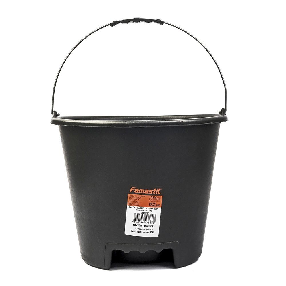 balde plástico reforçado 12l cpega mão