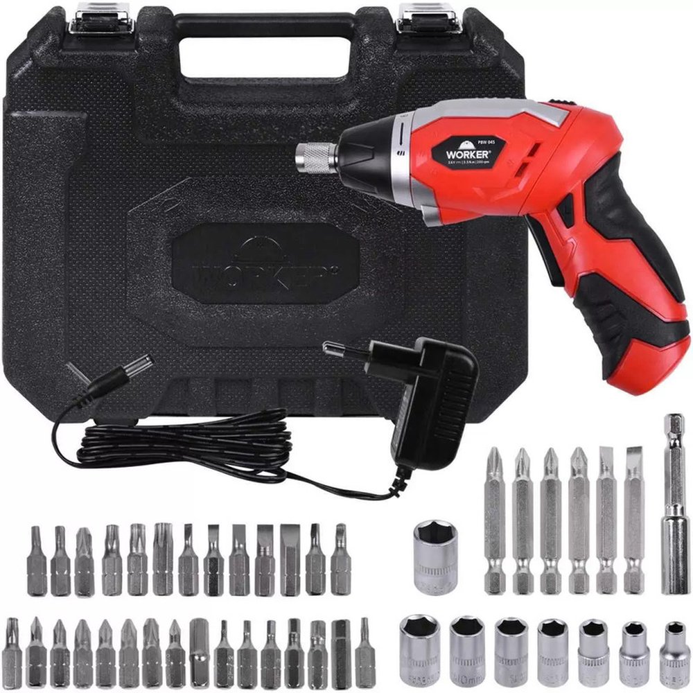 Parafusadeira A Bateria 3,6V 45 Peças Worker Maleta Bivolt