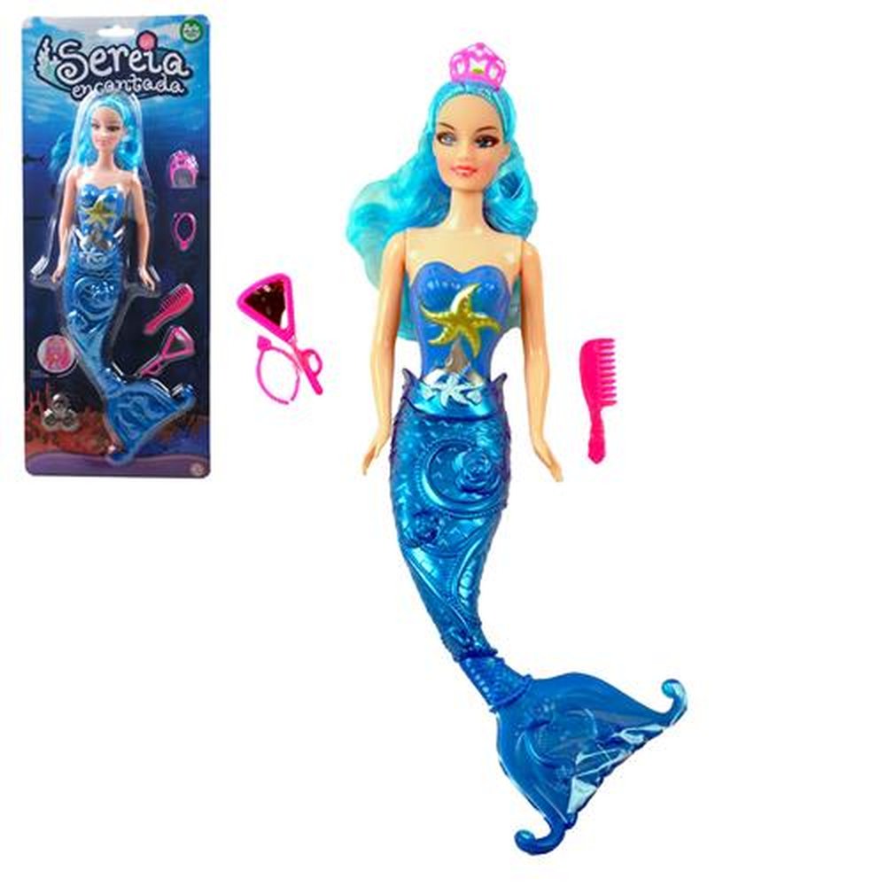 Boneca De Plástico Sereia Encantada Com Luz E Aces