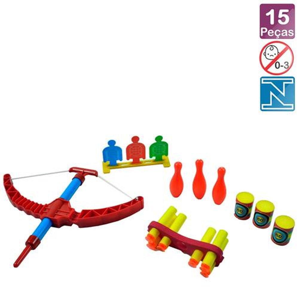 Arco E Flecha Infantil Com 15 Peças Com Alvo