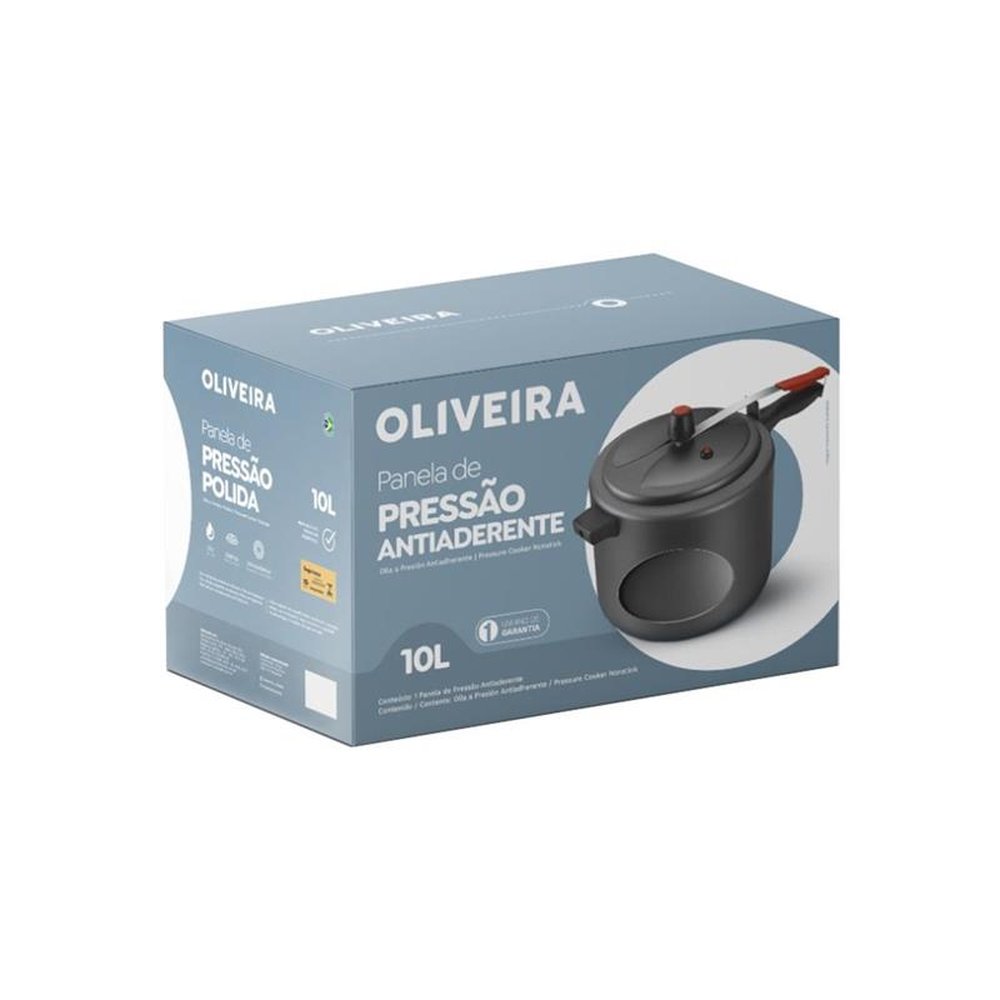 Panela Pressão 10L Alumínio Polido Oliveira