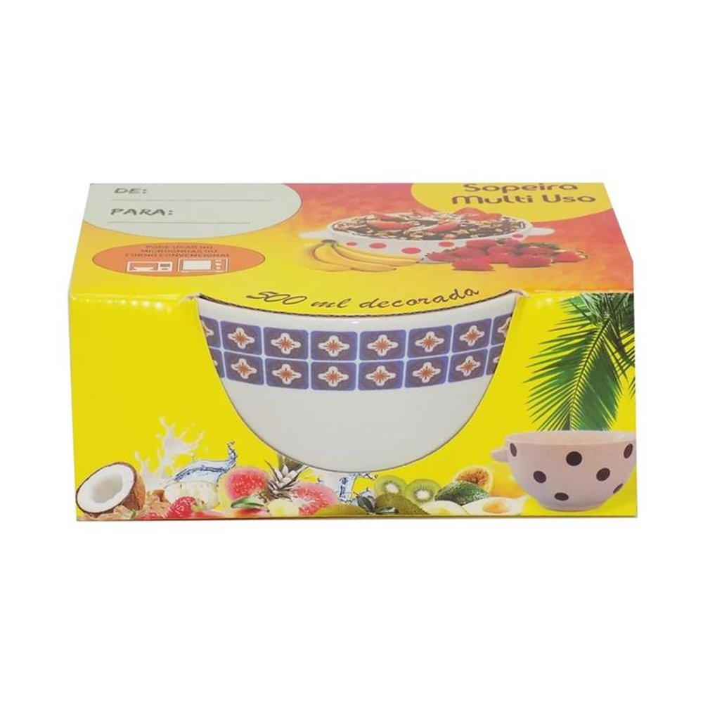 Tigela Porcelana 500mL com Alça Decorada São Francisco